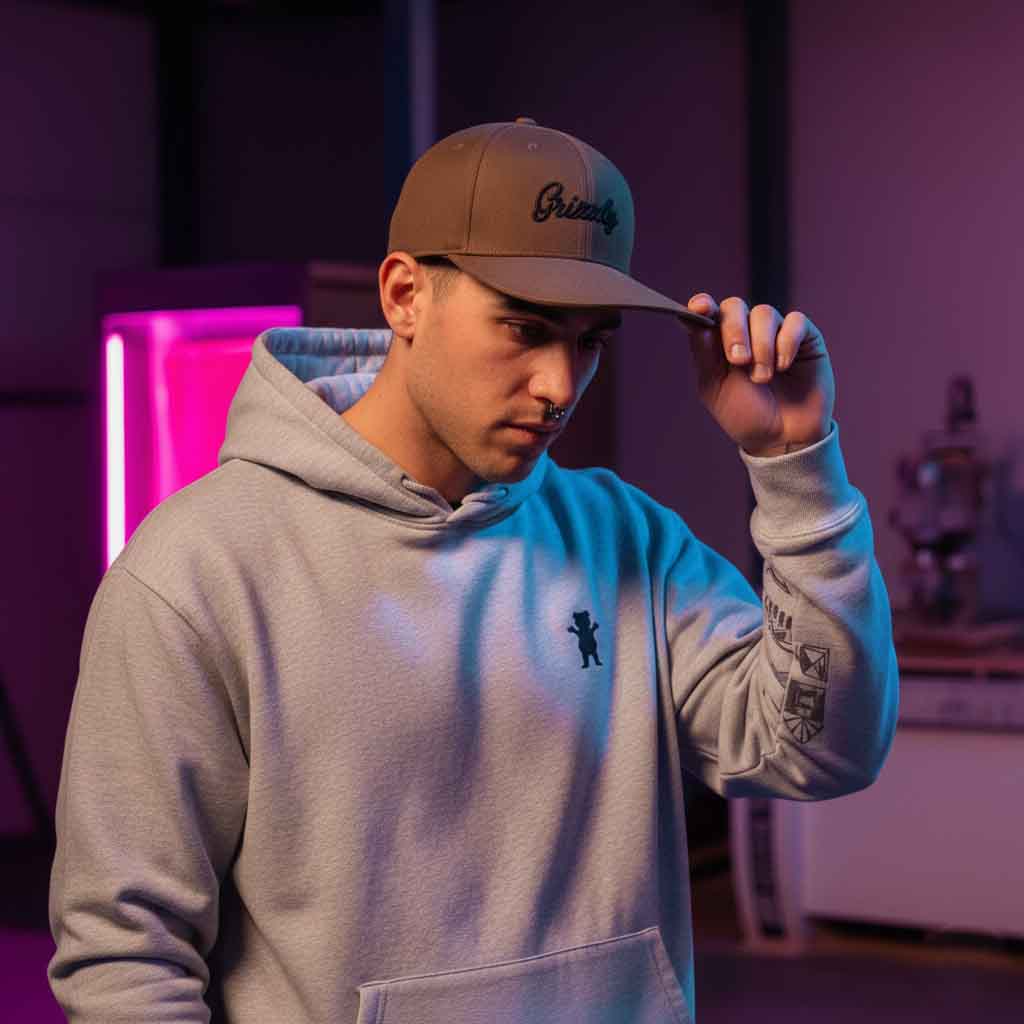 Jockey Grizzly Curvo Elastico Hat Direct Flat Embroidery