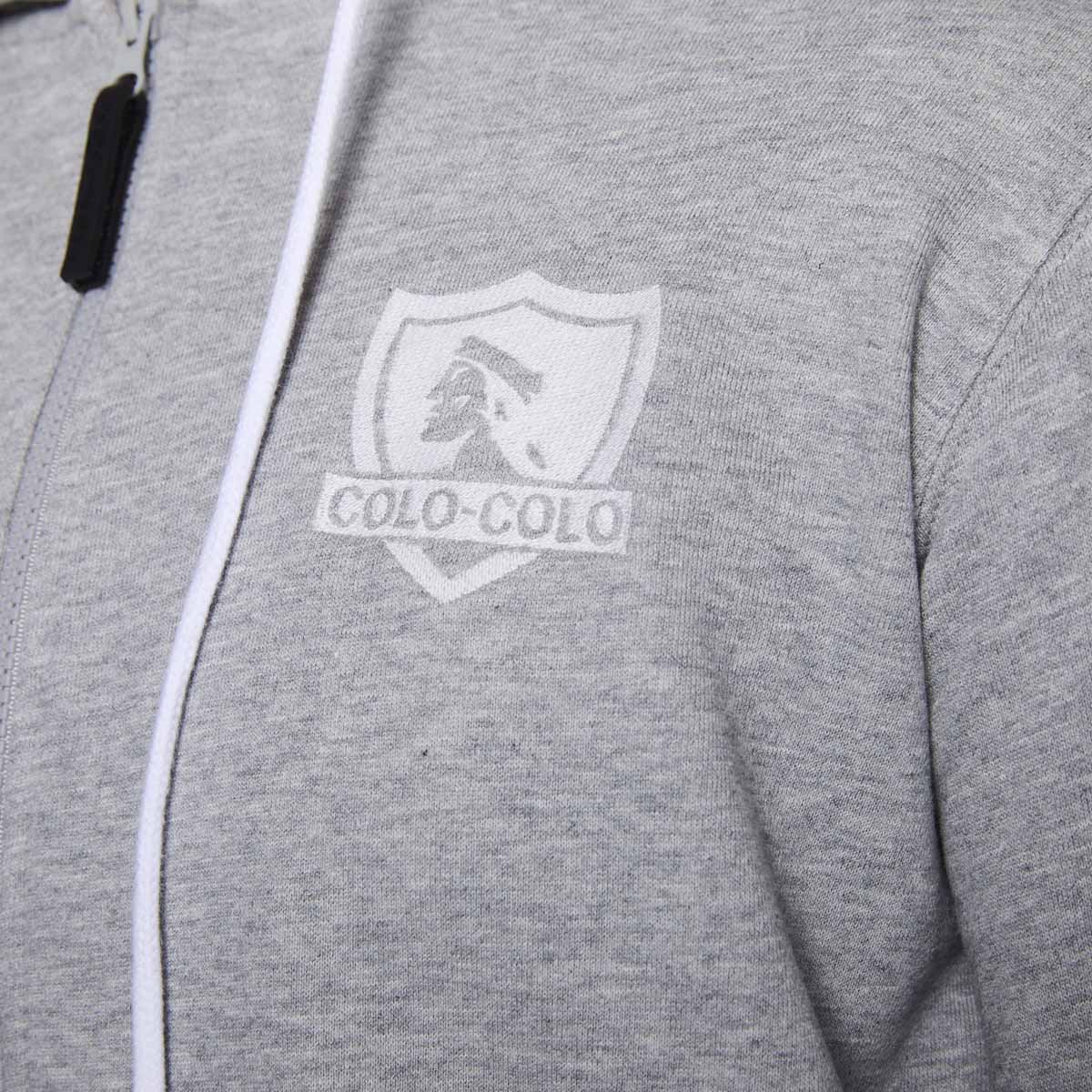 Polerón Colo Colo Urbano Hombre Full Zipper Gris