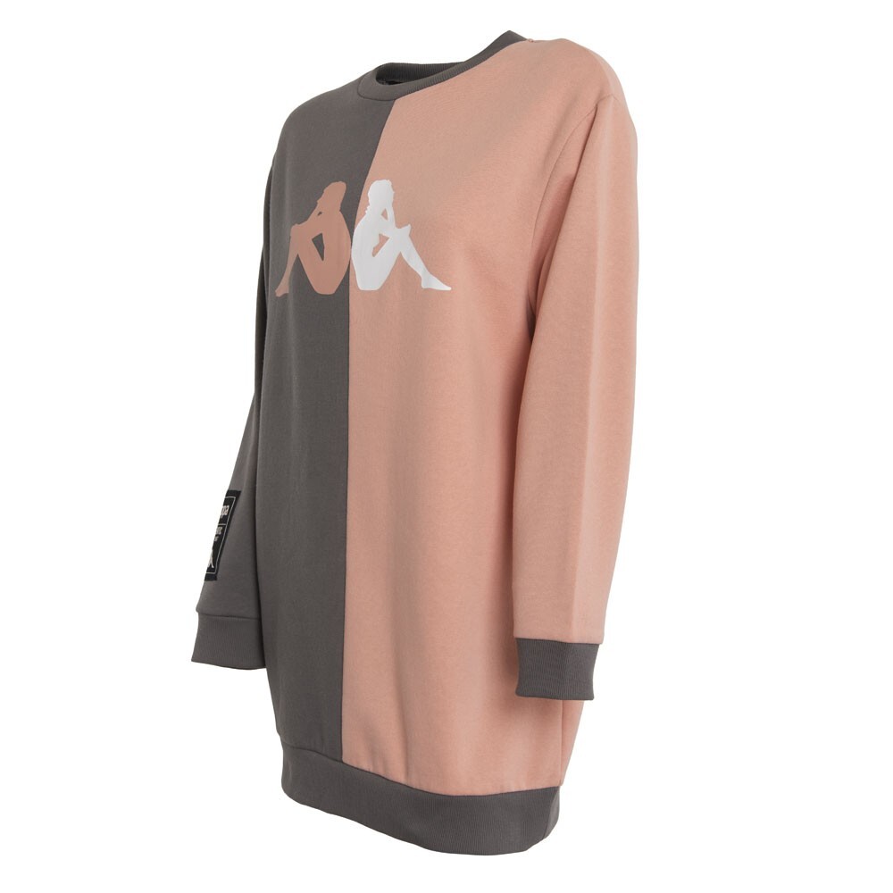 Poleron De Mujer Kappa Oversize Split Gris Naranjo