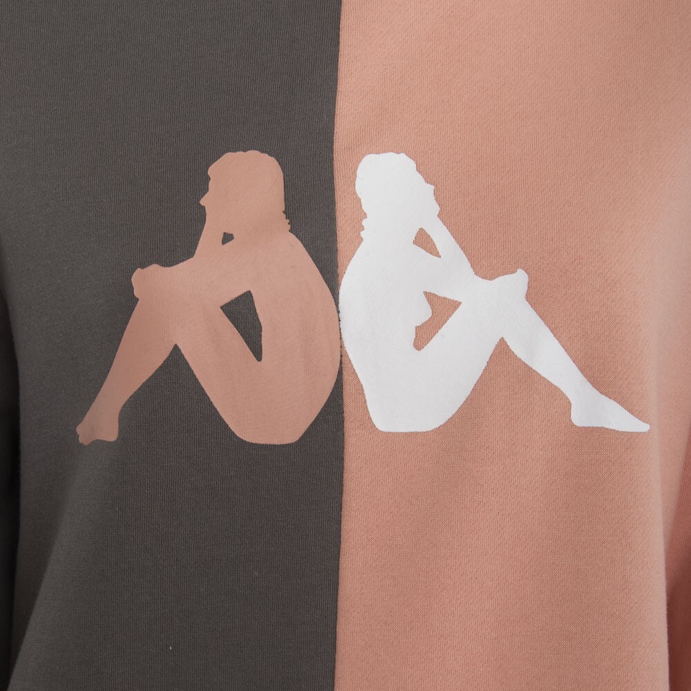 Poleron De Mujer Kappa Oversize Split Gris Naranjo