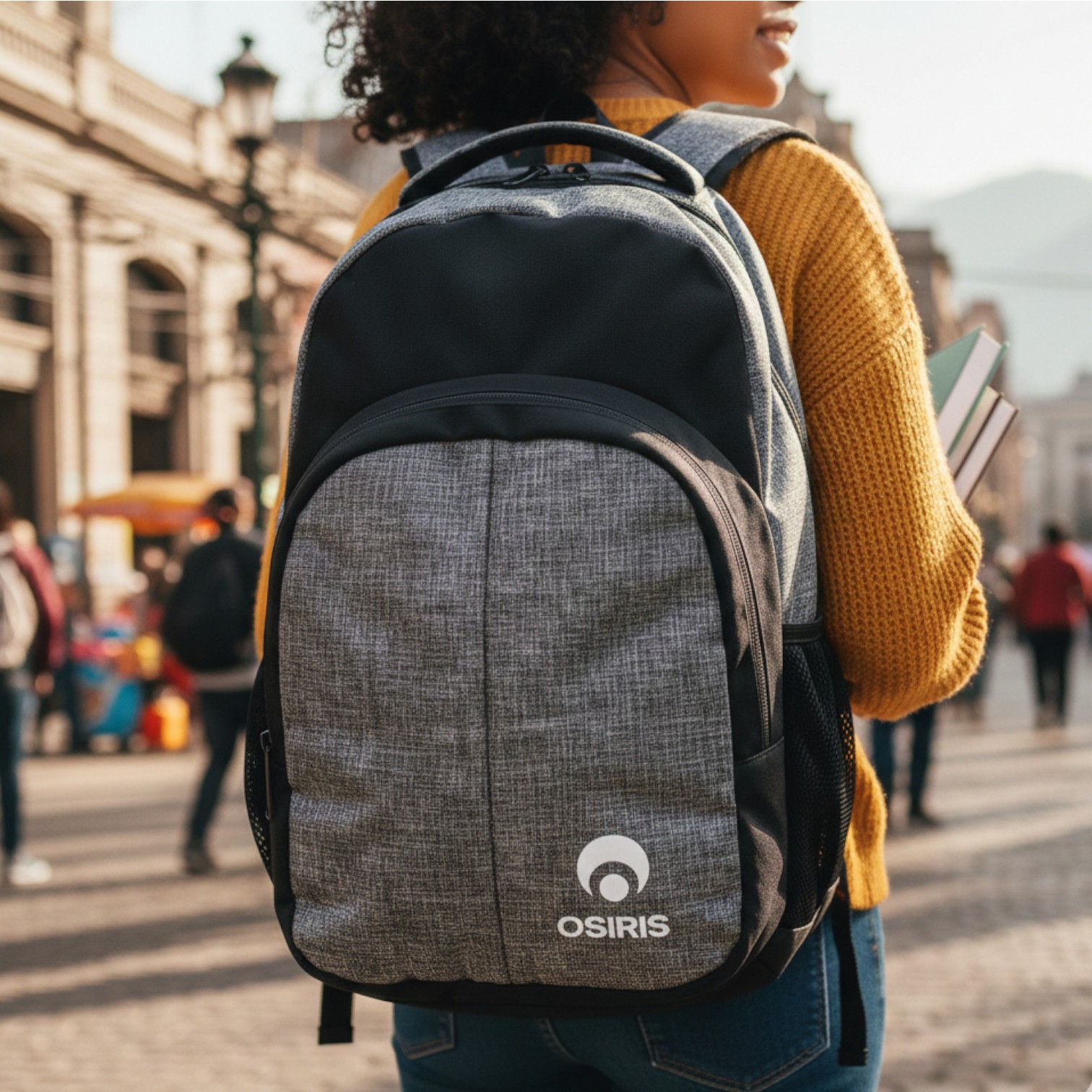 Mochila Osiris Escolar Trabajo Liviana Resistente Gris