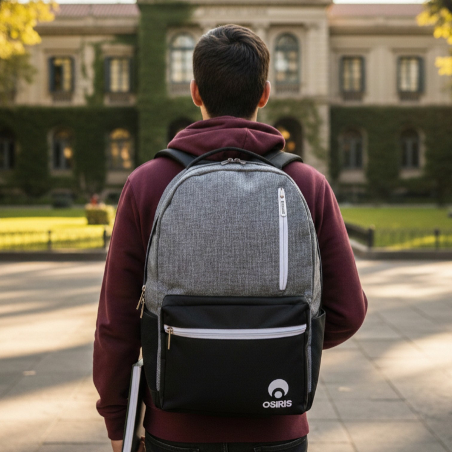 Mochila Osiris Escolar Trabajo Moderna Resistente Gris