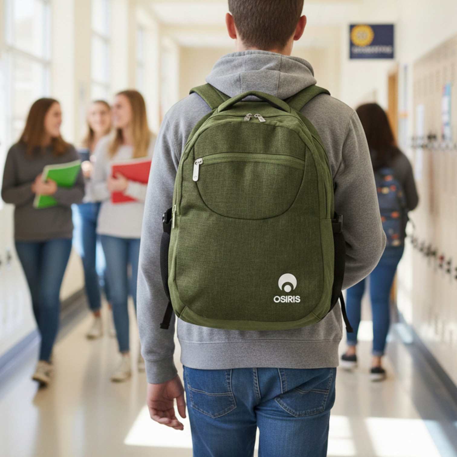 Mochila Osiris Escolar Trabajo Compacta Resistente Verde