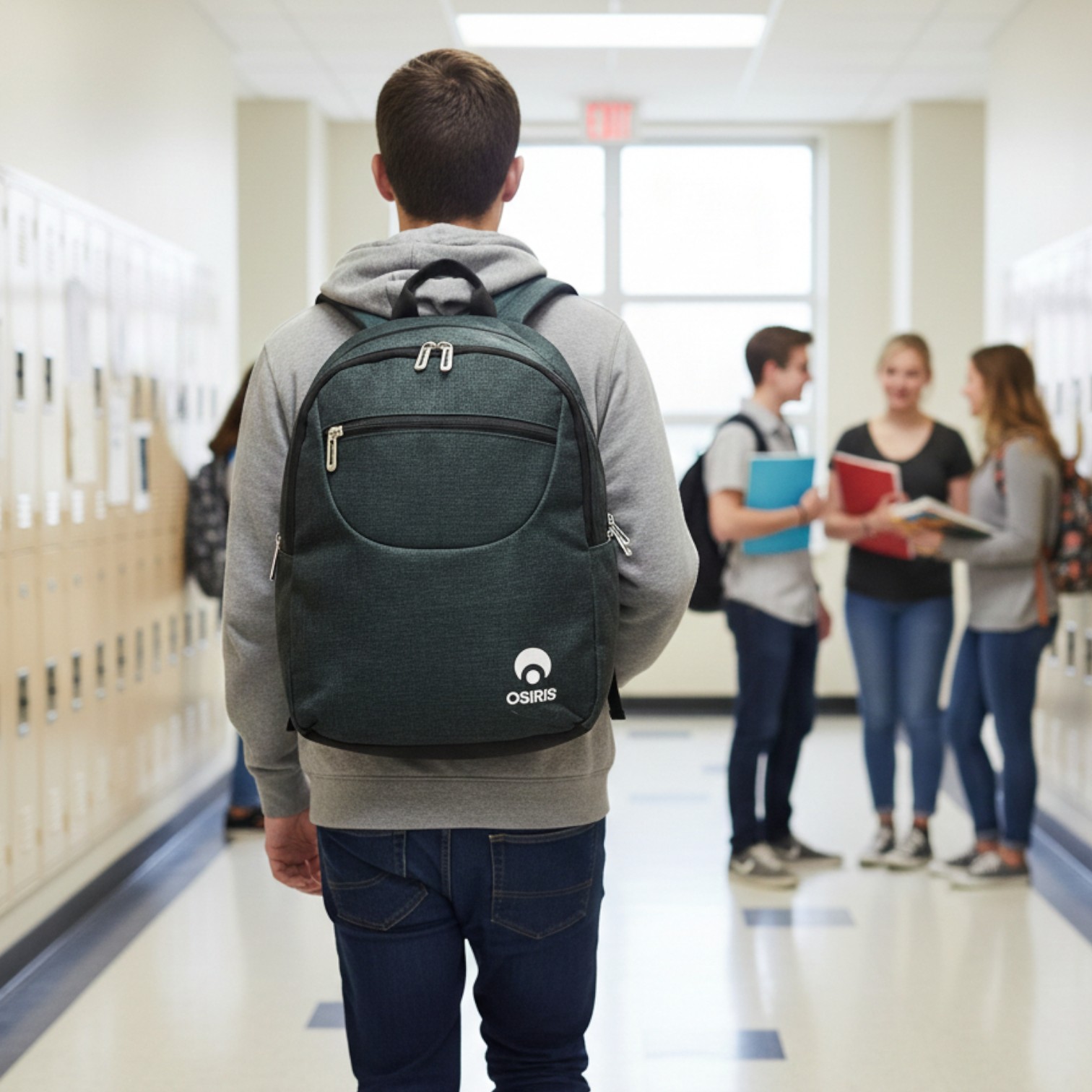 Mochila Osiris Escolar Trabajo Compacta Resistente Gris Verde
