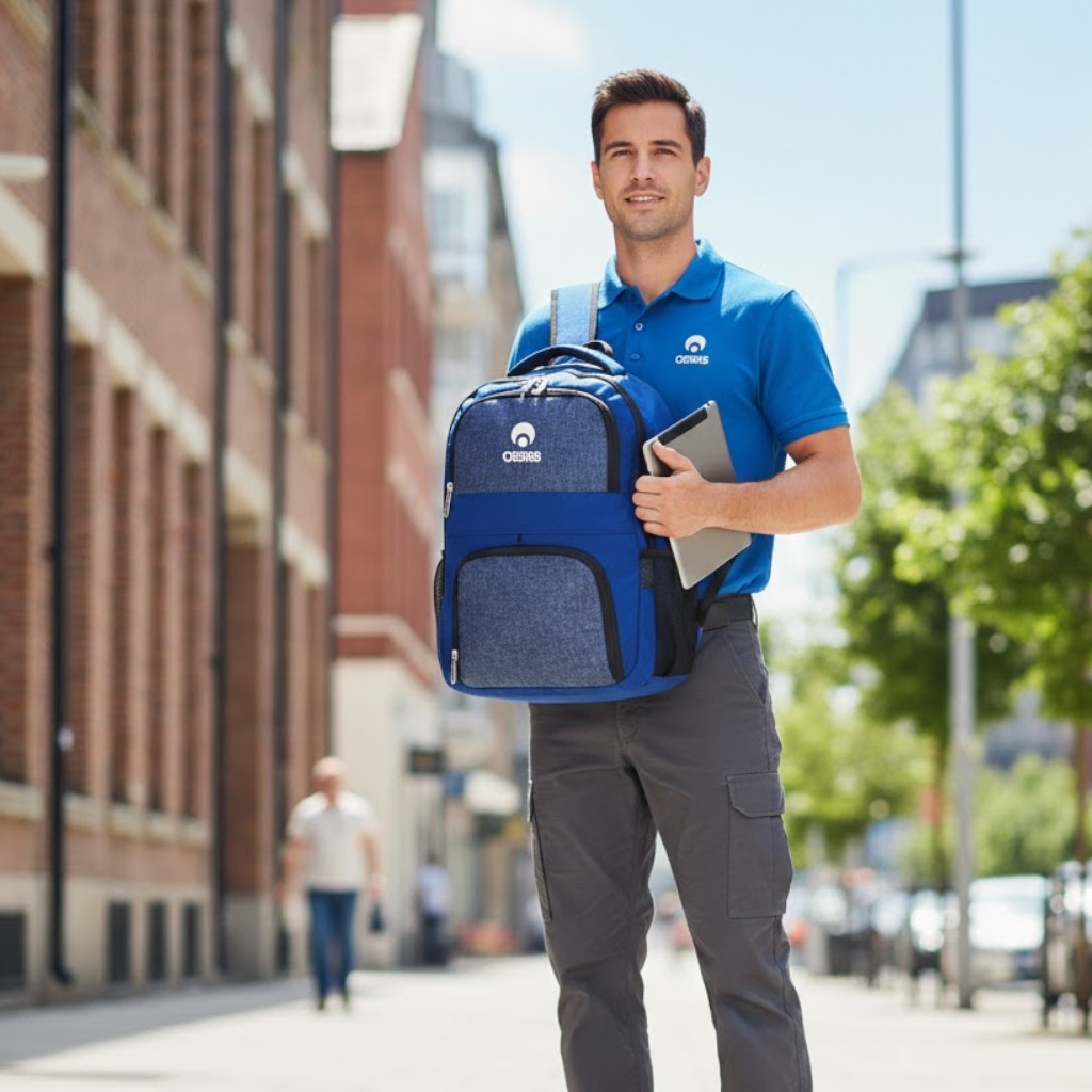 Mochila Osiris Escolar Trabajo Multi Bolsillos Azul