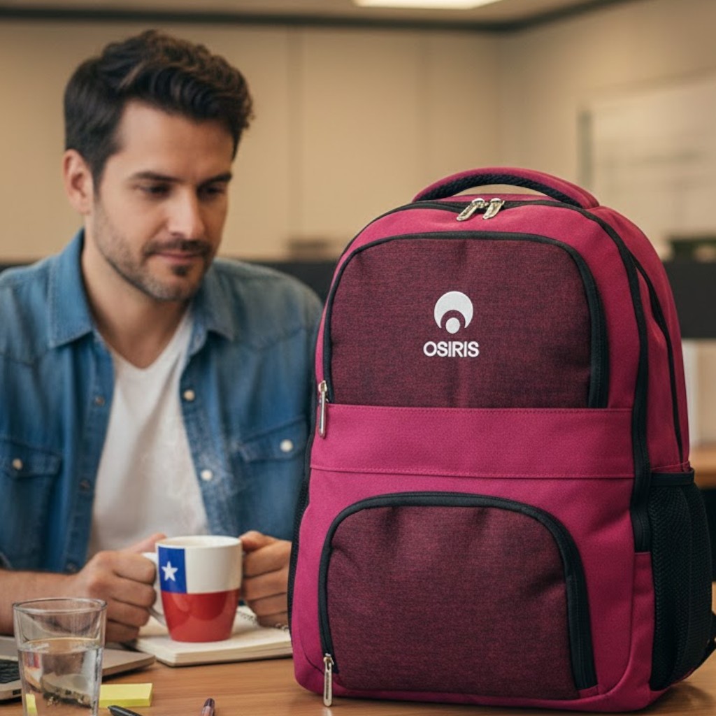 Mochila Osiris Escolar Trabajo Multi Bolsillos Rojo