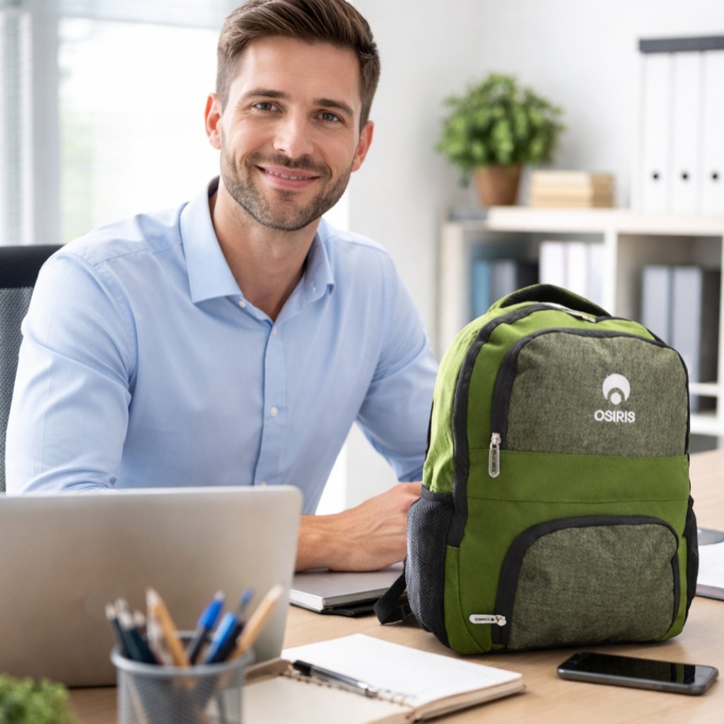 Mochila Osiris Escolar Trabajo Multi Bolsillos Verde