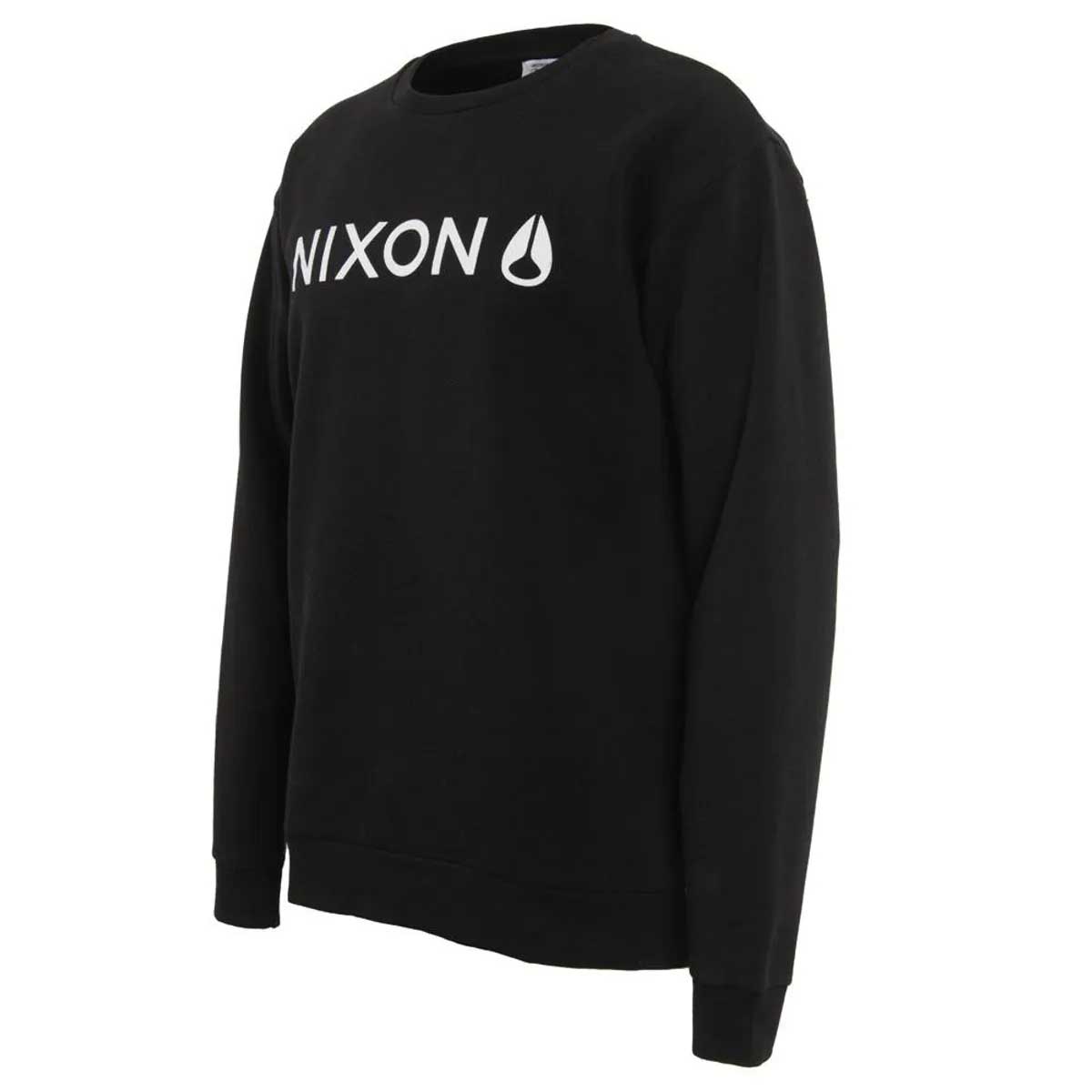 Polerón Hombre Nixon Crew Negro Logo Blanco