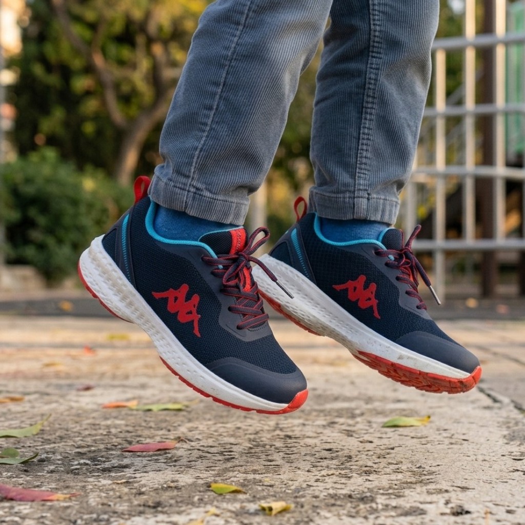 Zapatilla Urbana Niño Kappa Glinch Logo Azul Rojo Turquesa