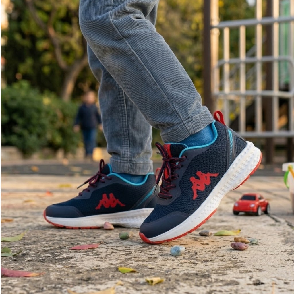 Zapatilla Urbana Niño Kappa Glinch Logo Azul Rojo Turquesa