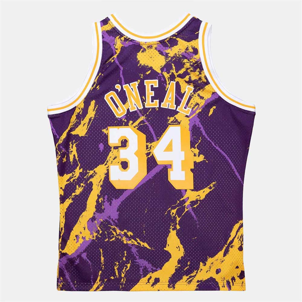 Camiseta Mitchell and Ness Shaquille O'neal 34 Lakers Marble