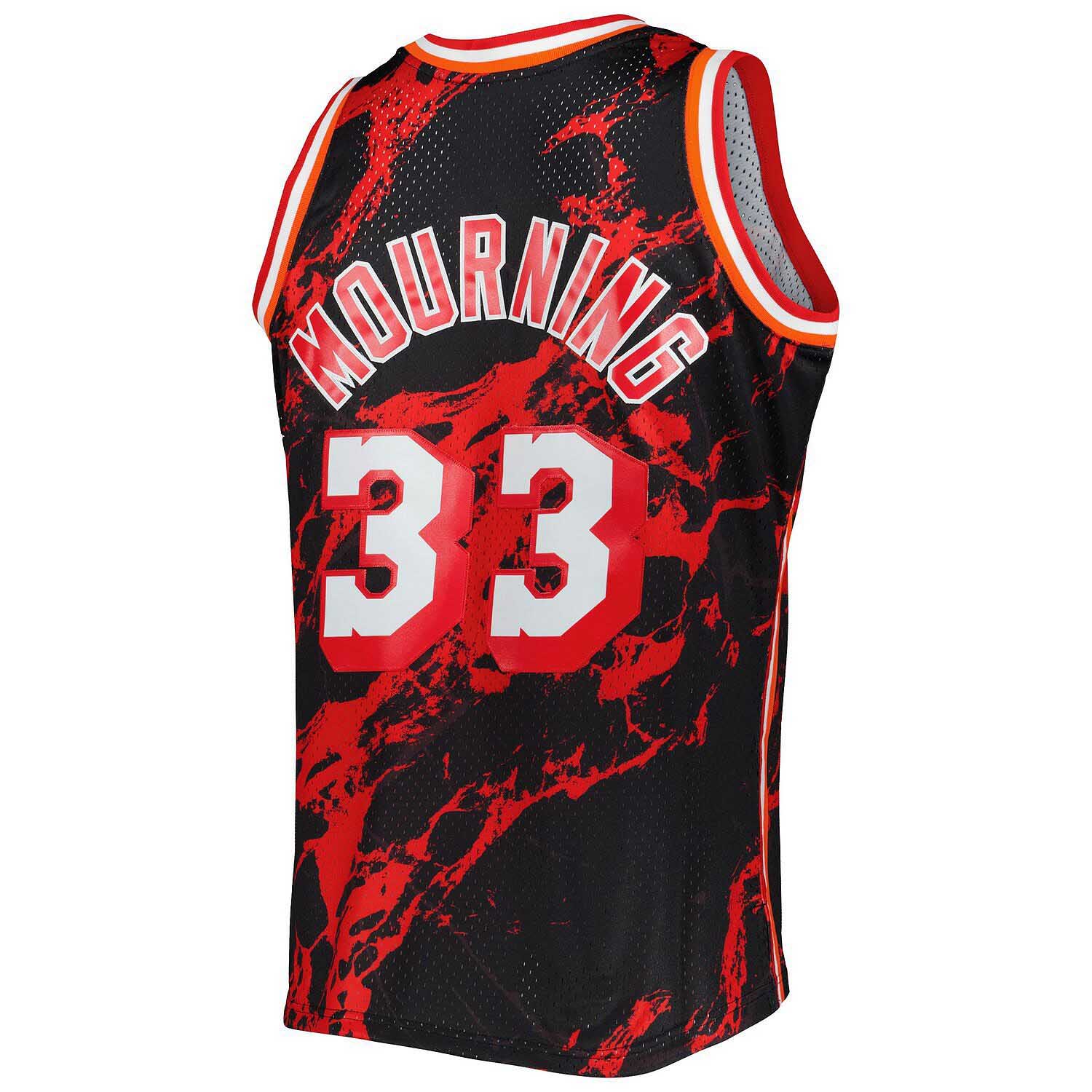Camiseta Mitchell and Ness Miami Heat Alonzo Mourning 33 Marble