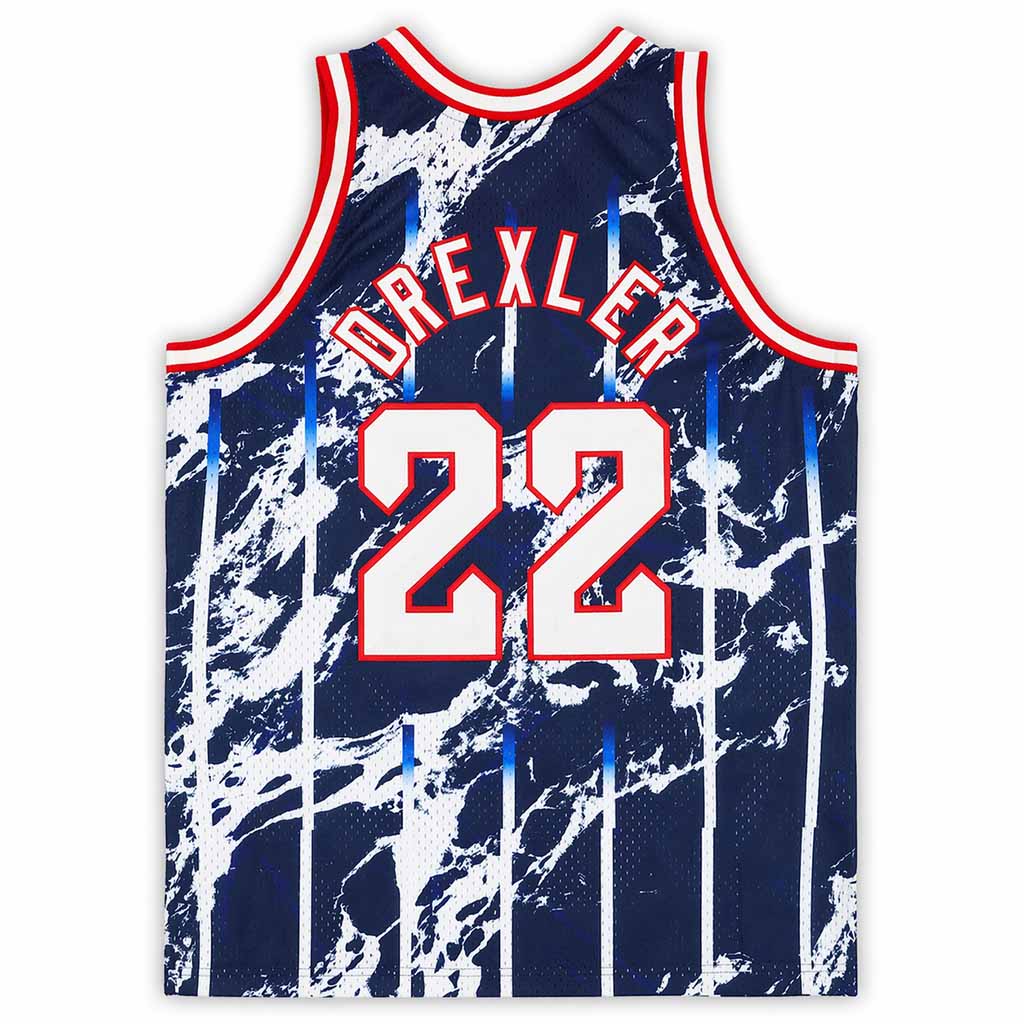 Camiseta Mitchell and Ness Houston Rockets Clyde Drexler 22 Marble