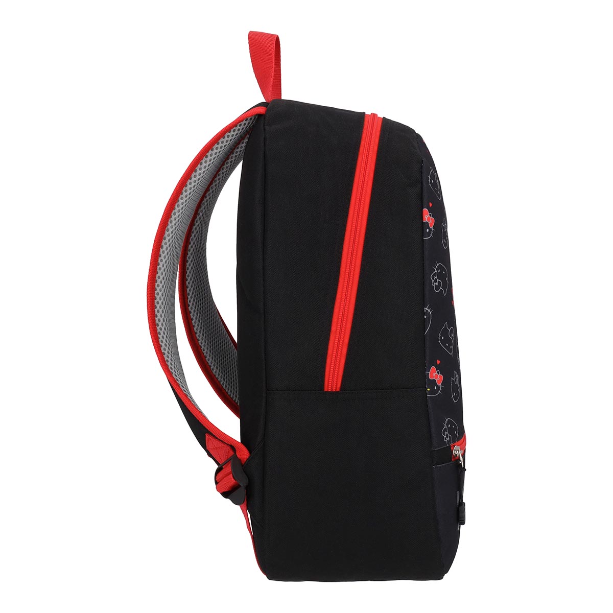 Mochila Hello Kitty Juvenil Negro Rojo