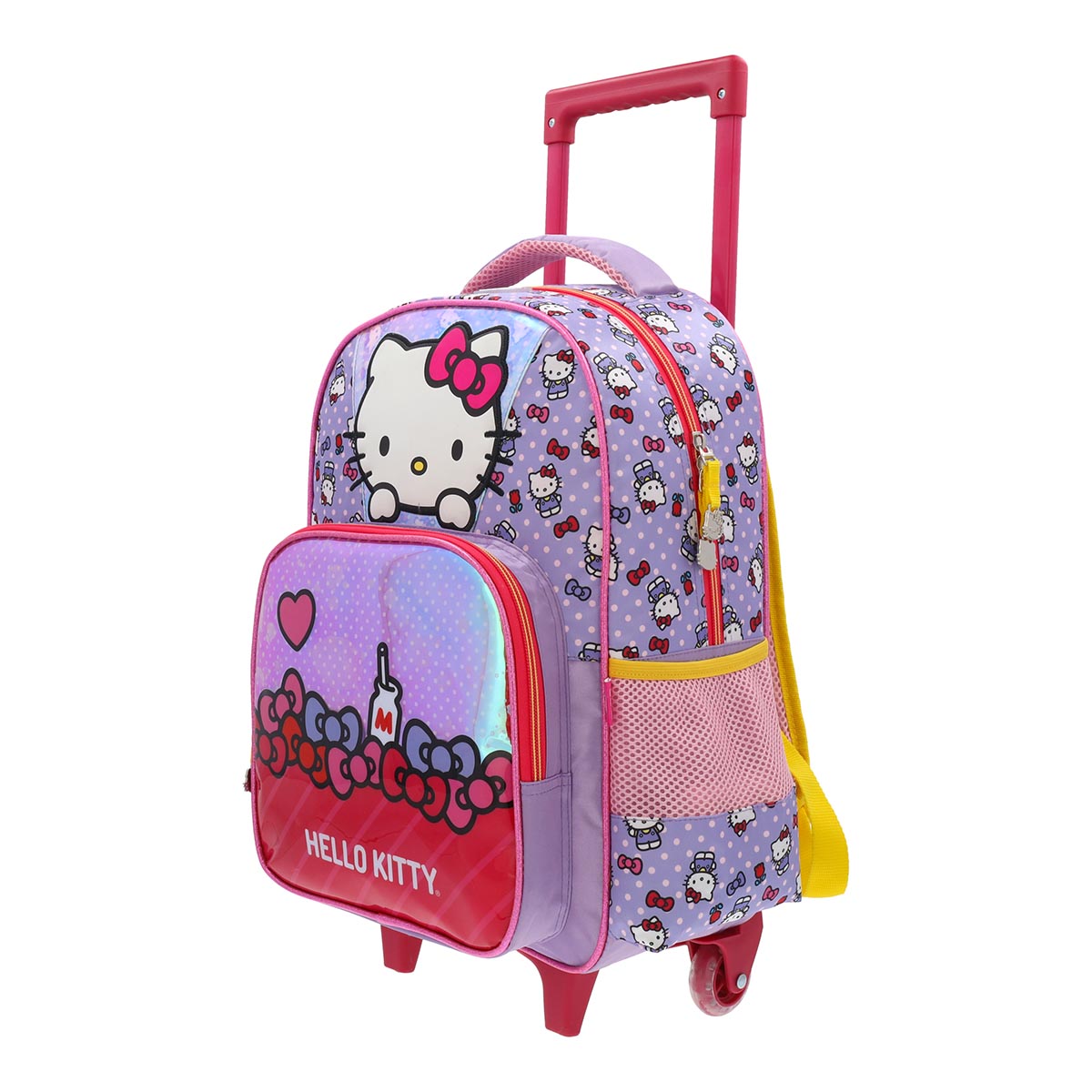 Mochila Hello Kitty Infantil Rueditas Rojo