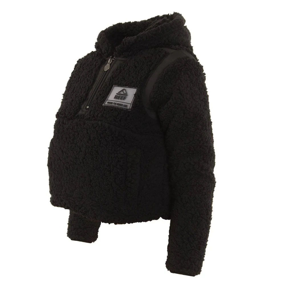 Polerón Sherpa Kids Crop Top Negro