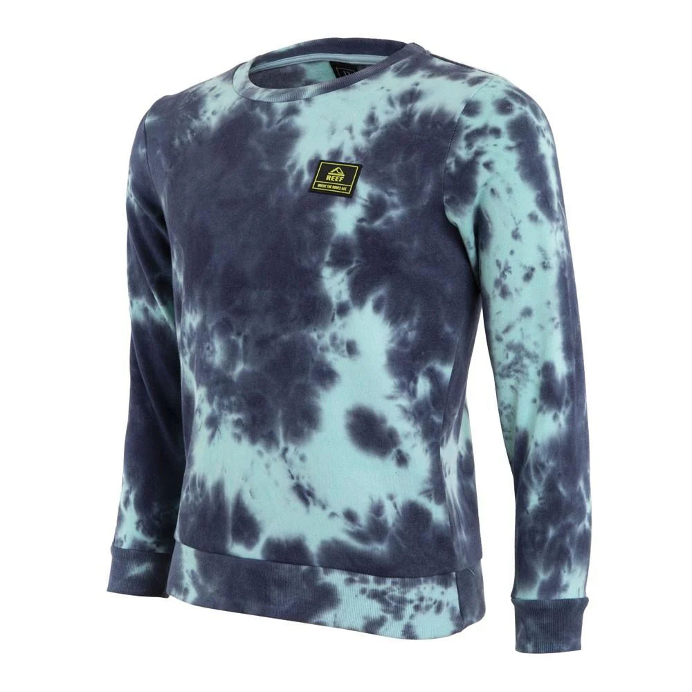 Poleron Crew Niño Tie Dye Print Azul