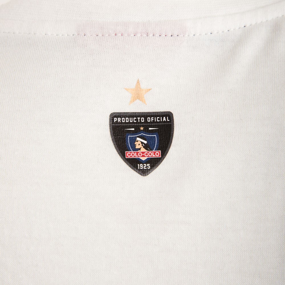 Polera Colo Colo Urbano Blanco y Negro Escudo Front