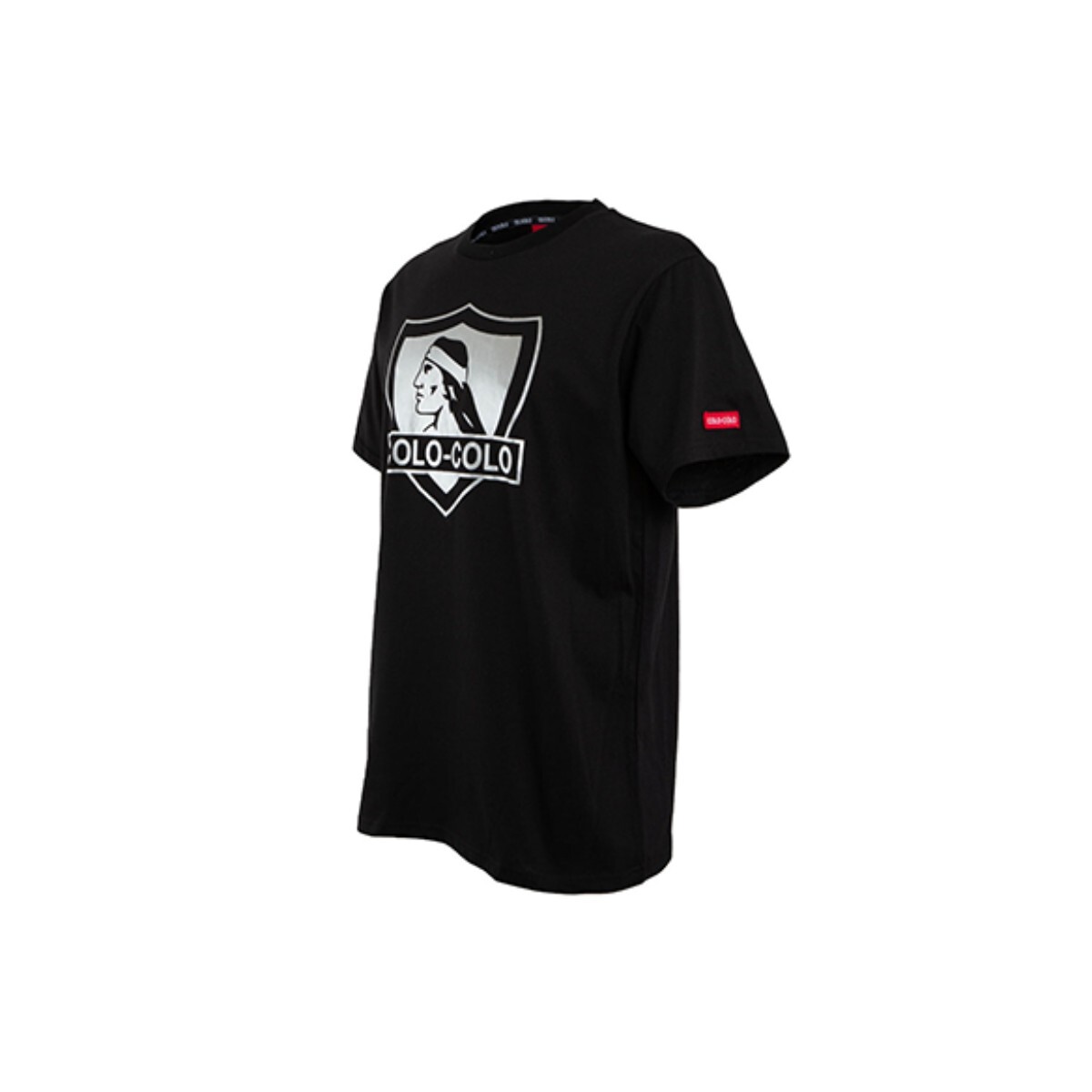 Polera Colo Colo Urbano Negra Escudo Plateado