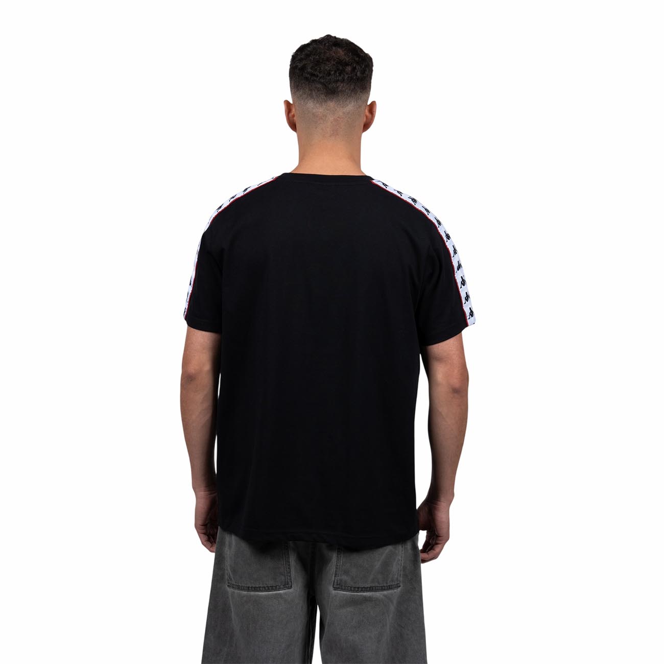 Polera Kappa Hombre Black Banda White i26