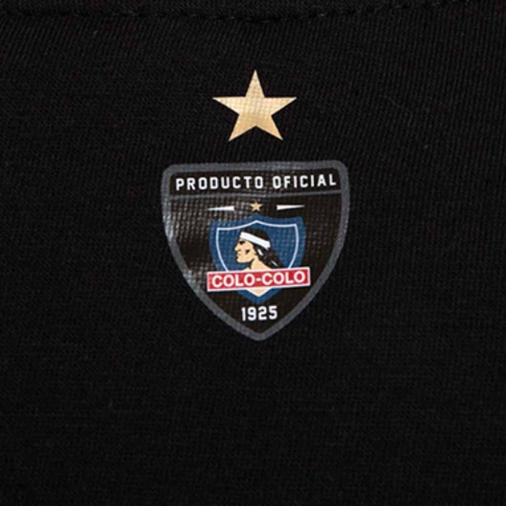 Polera Colo Colo Urbano Negra Escudo Plateado