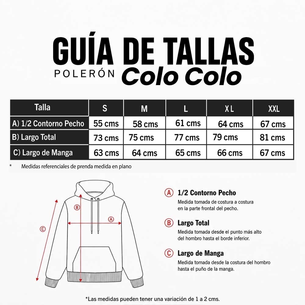 Poleron Hombre Colo Colo Urbano Hoodie Para Toda La Vida Negro