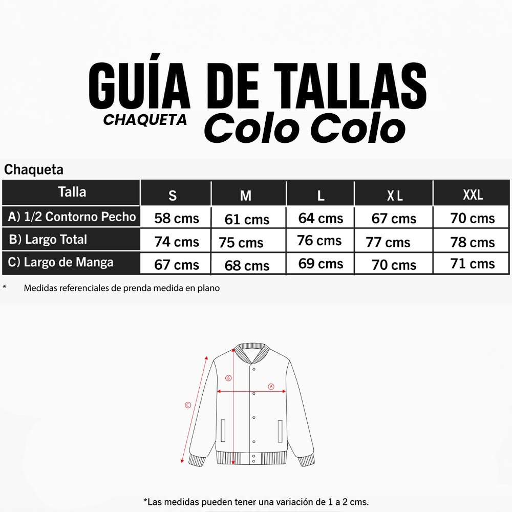 Chaqueta Hombre Colo Colo Urbano Varsity Full Black