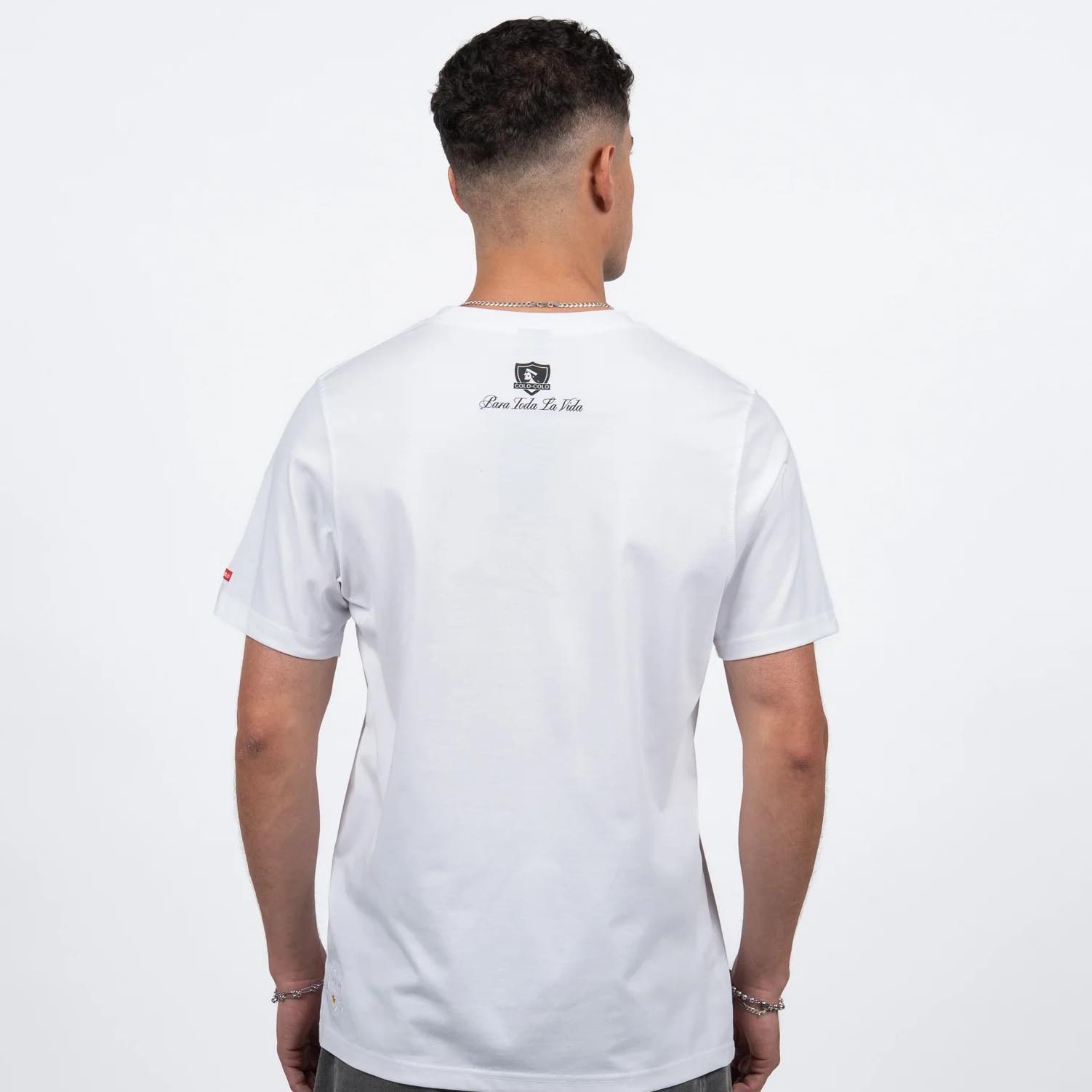 Polera Hombre Colo Colo Urbano Blanco Escudo Negro