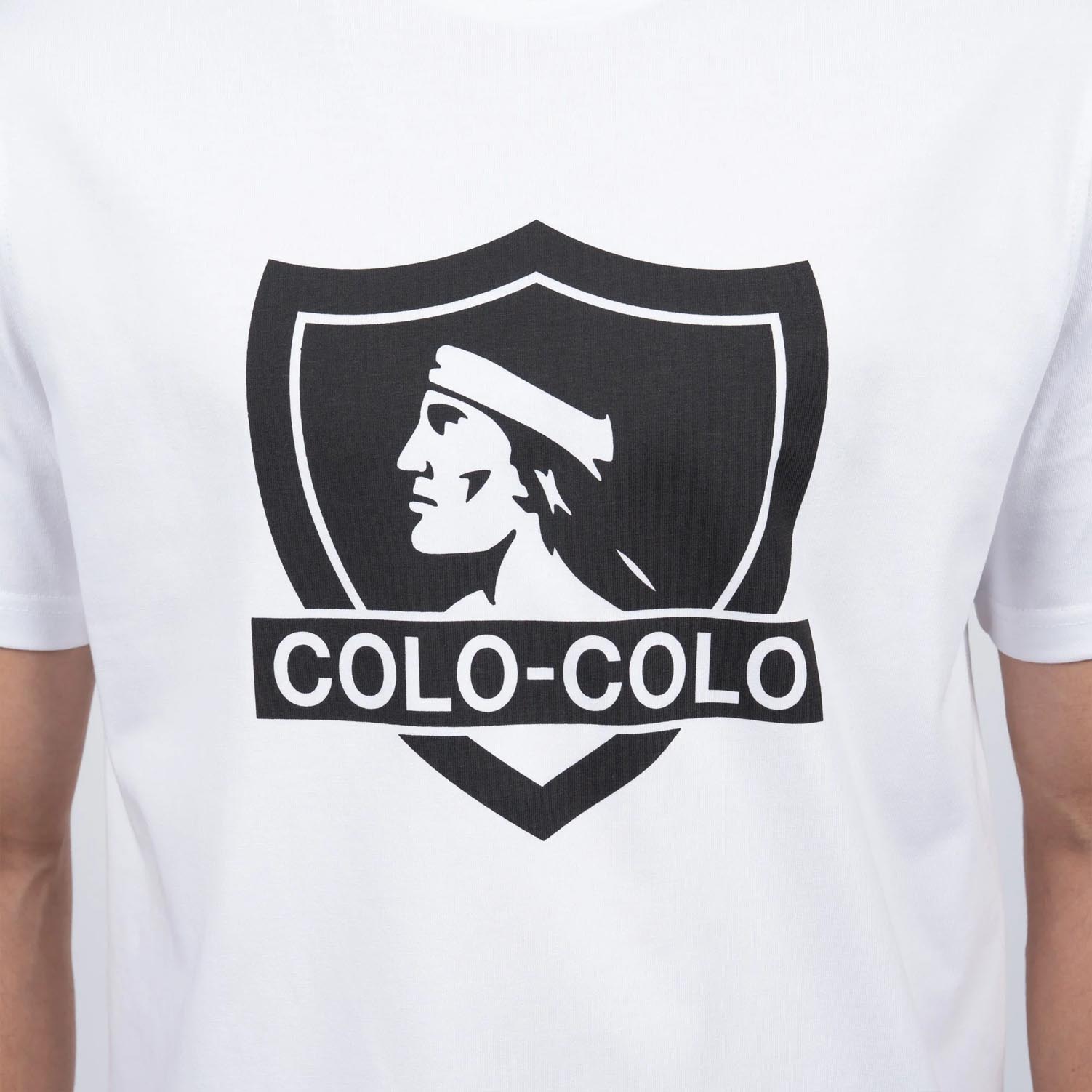Polera Hombre Colo Colo Urbano Blanco Escudo Negro