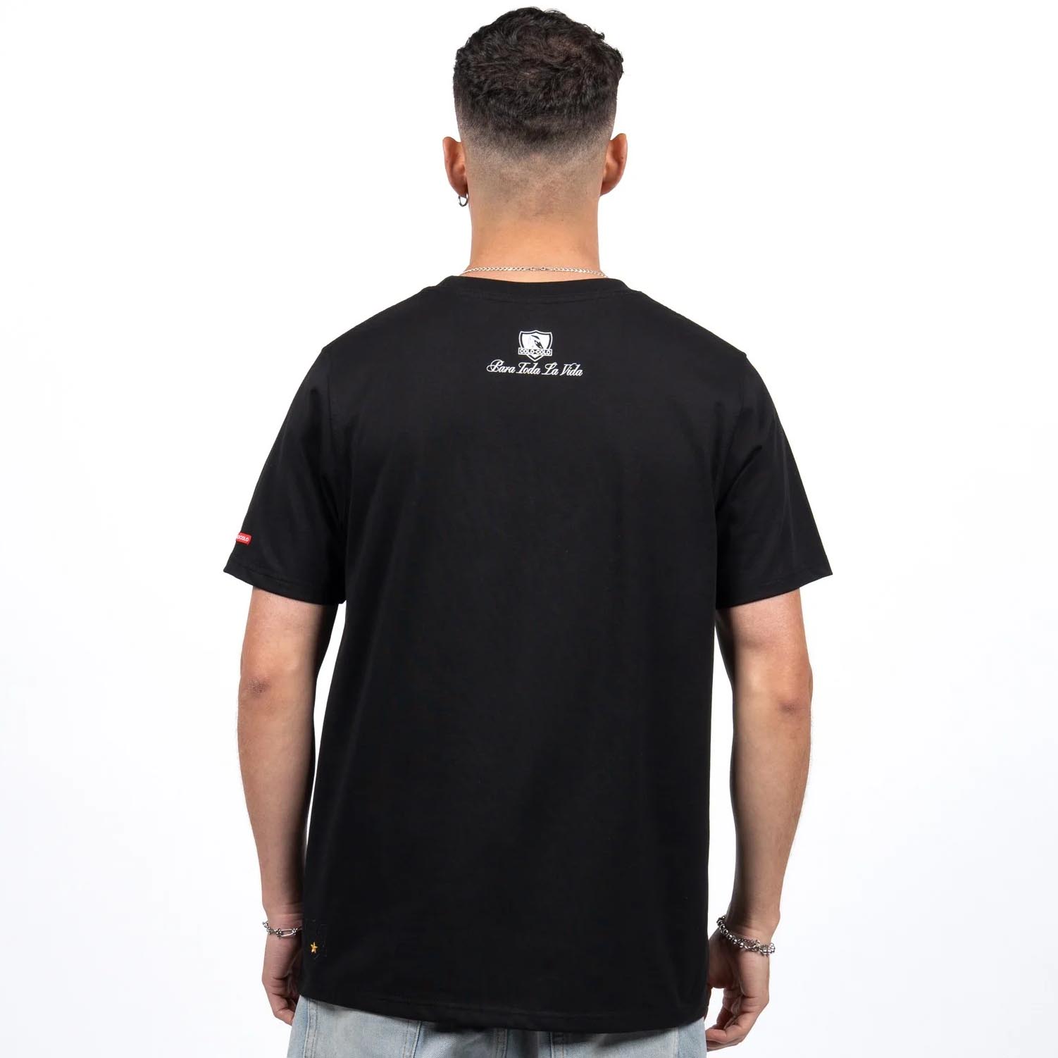 Polera Hombre Colo Colo Urbano Negro Escudo Blanco