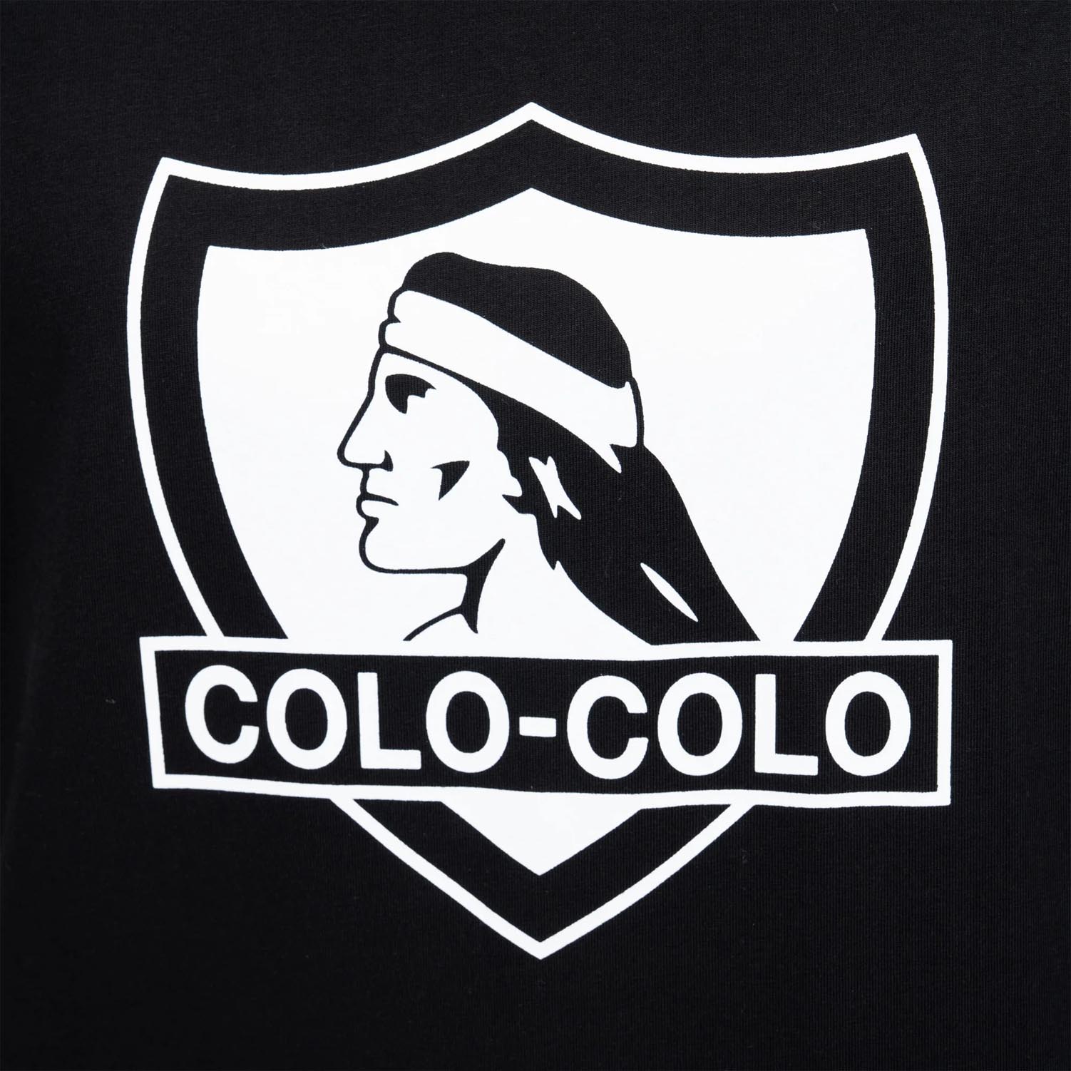 Polera Hombre Colo Colo Urbano Negro Escudo Blanco