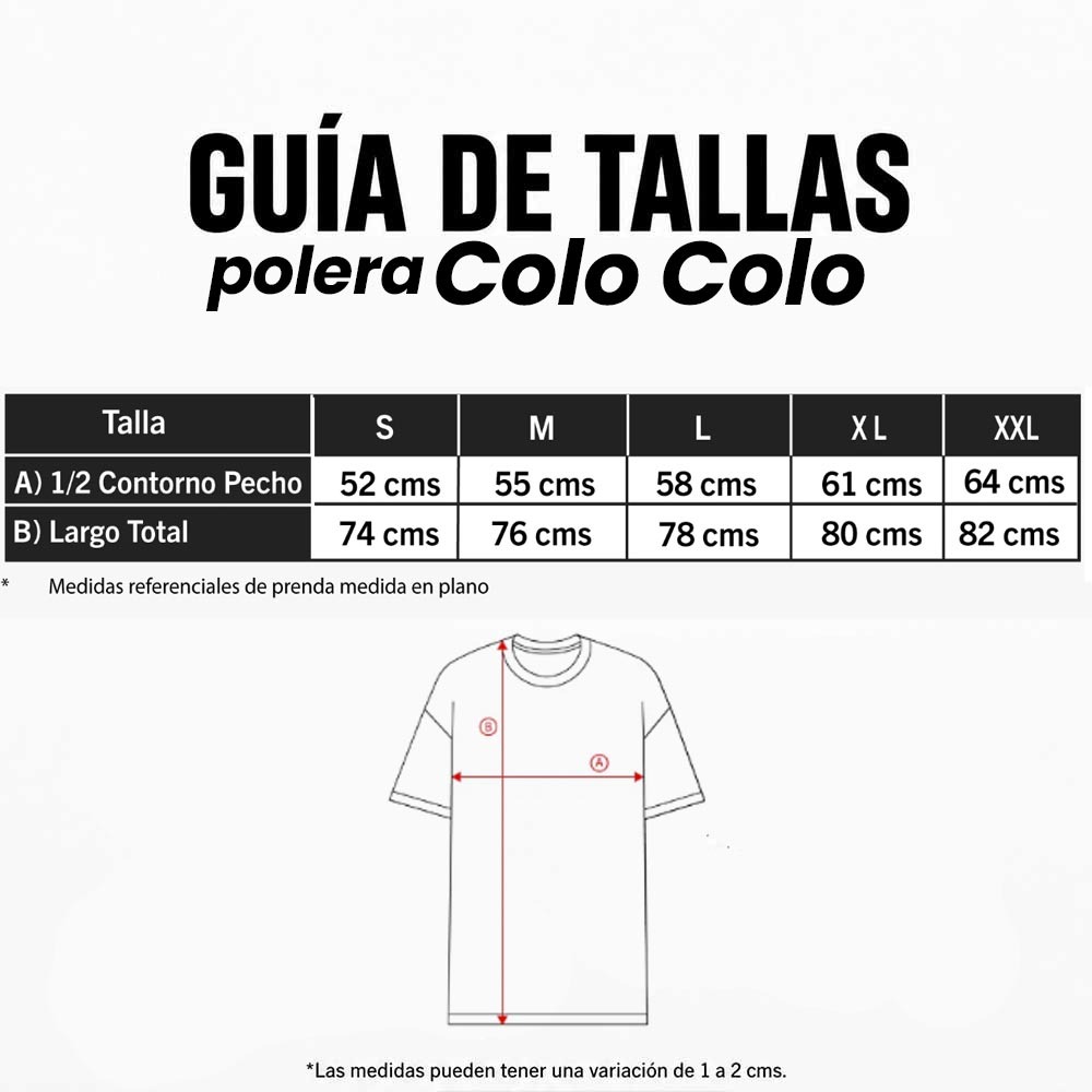 Polera Hombre Colo Colo Oversize "Para Toda la Vida" Negro y Blanco