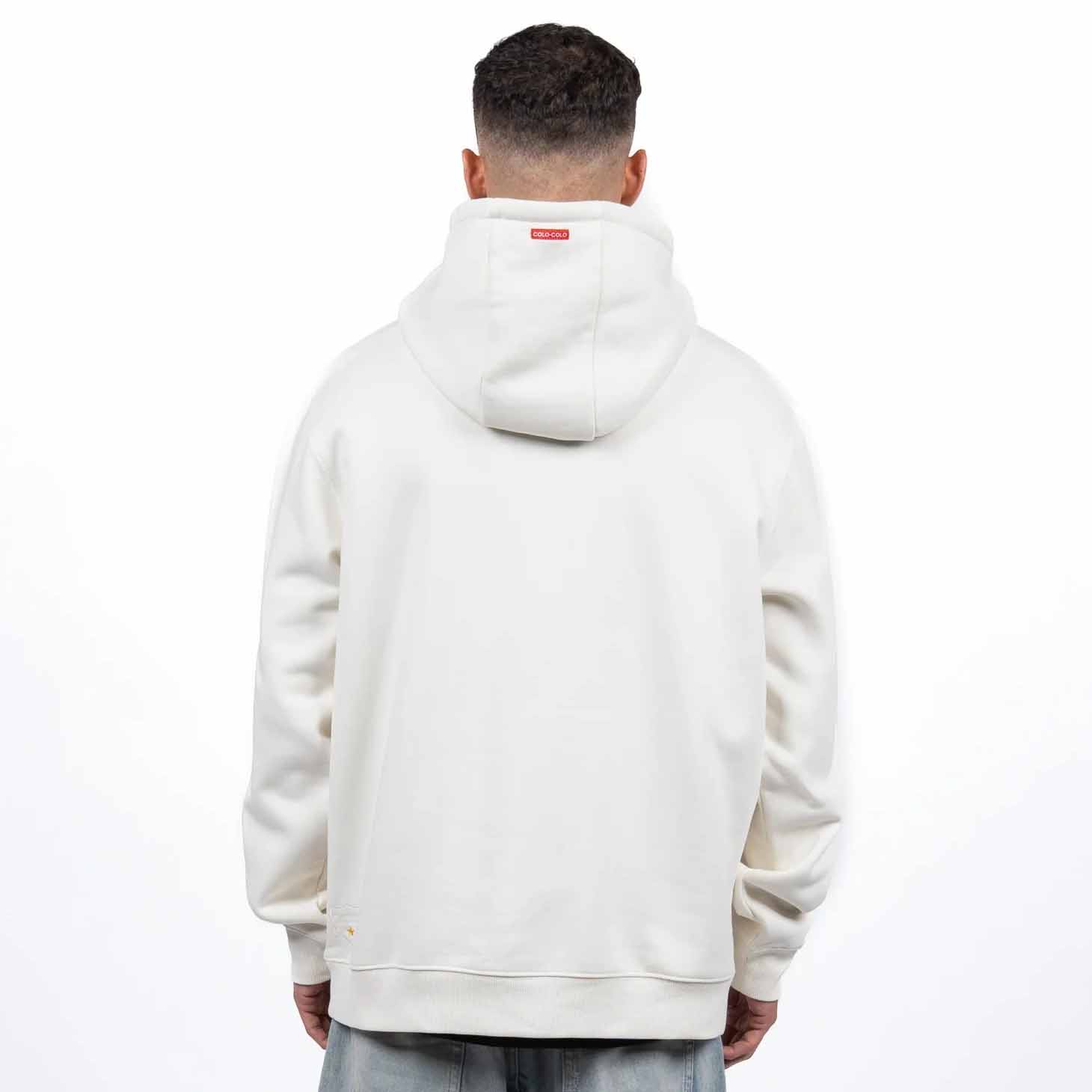 Poleron Hombre Colo Colo Urbano Hoodie Escudo Beige