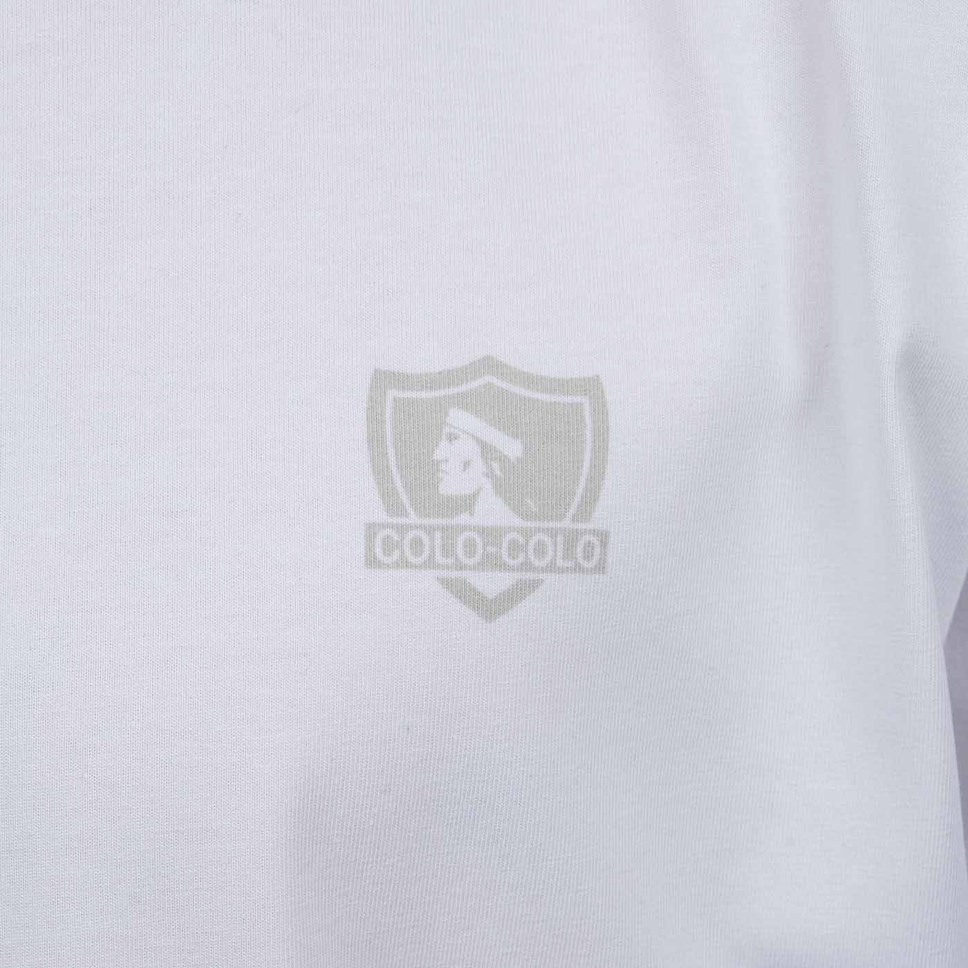 Polera Hombre Colo Colo Urbano Blanco Oversize Escudo Pequeño Gris