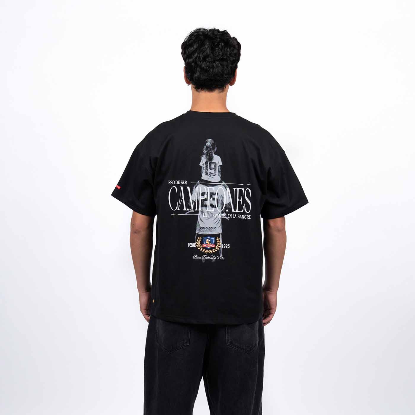 Polera Hombre Colo Colo Oversize "CAMPEONES" Negro