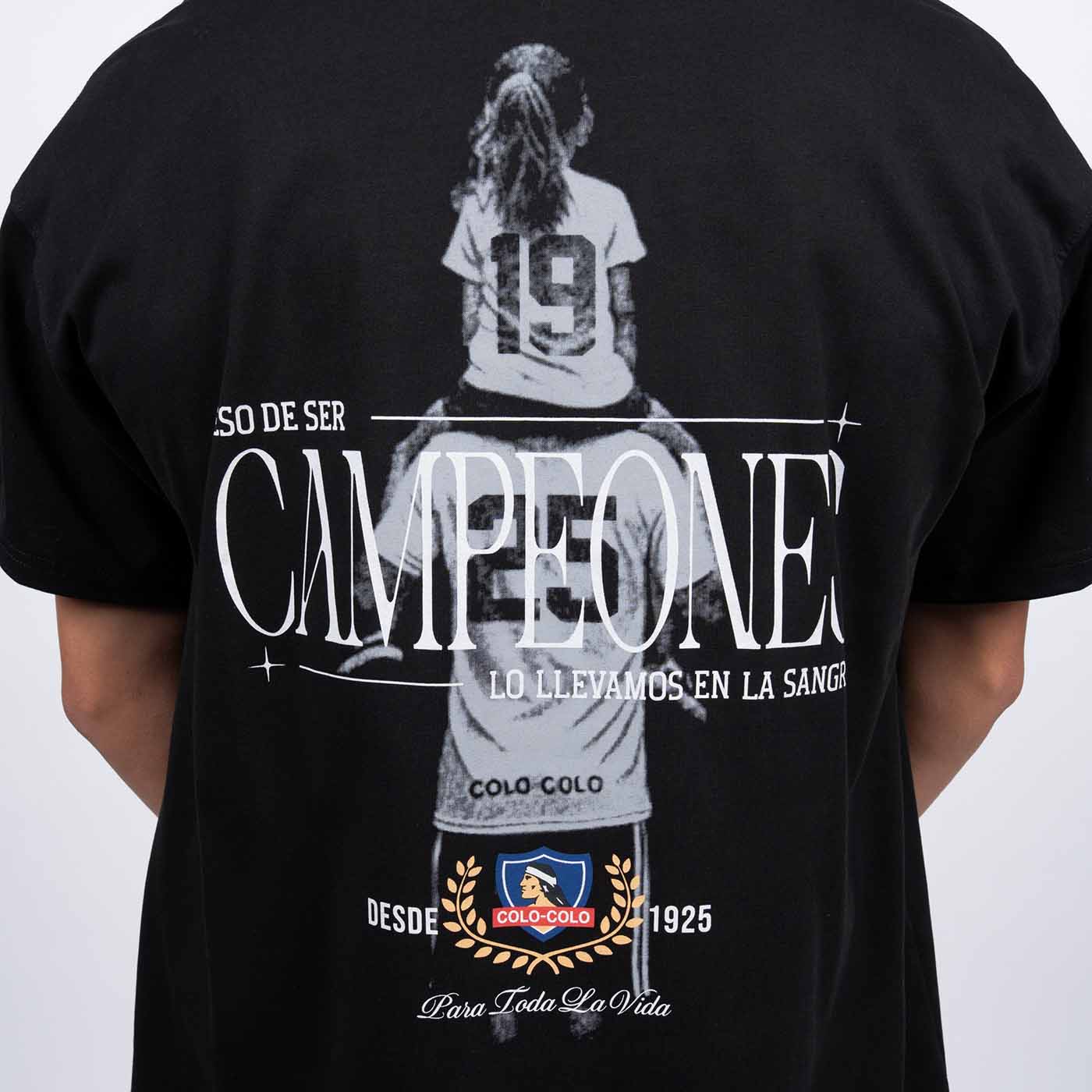 Polera Hombre Colo Colo Oversize "CAMPEONES" Negro