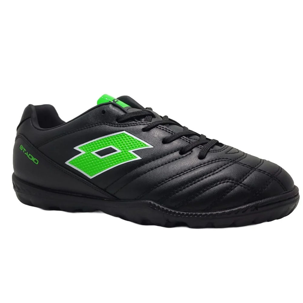 ZAPATILLA BABY FUTBOL JUVENIL LOTTO - STADIO 705 TF JR NEGRO VERDE