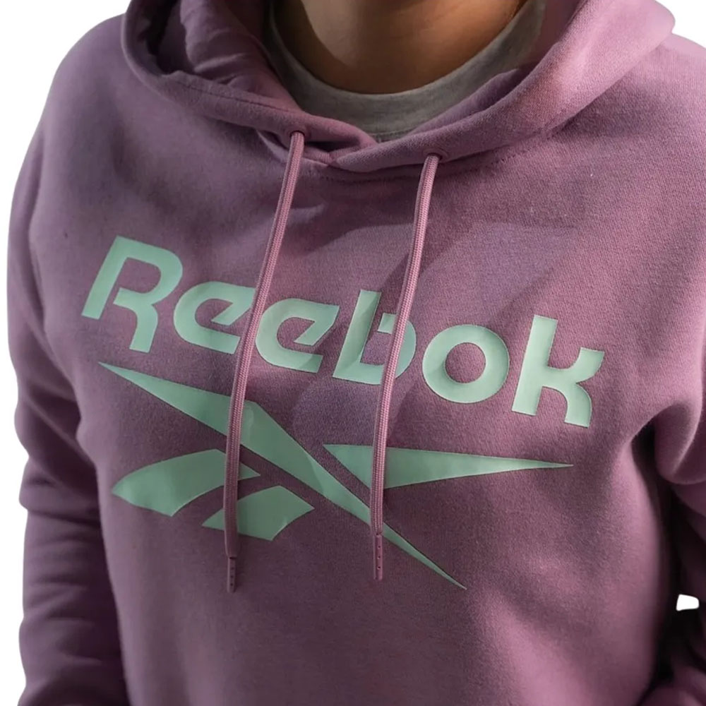 Polerón Corto Hoodie c/ Capucha Mujer Reebok Classics Big Logo Fleece Gris Rosado