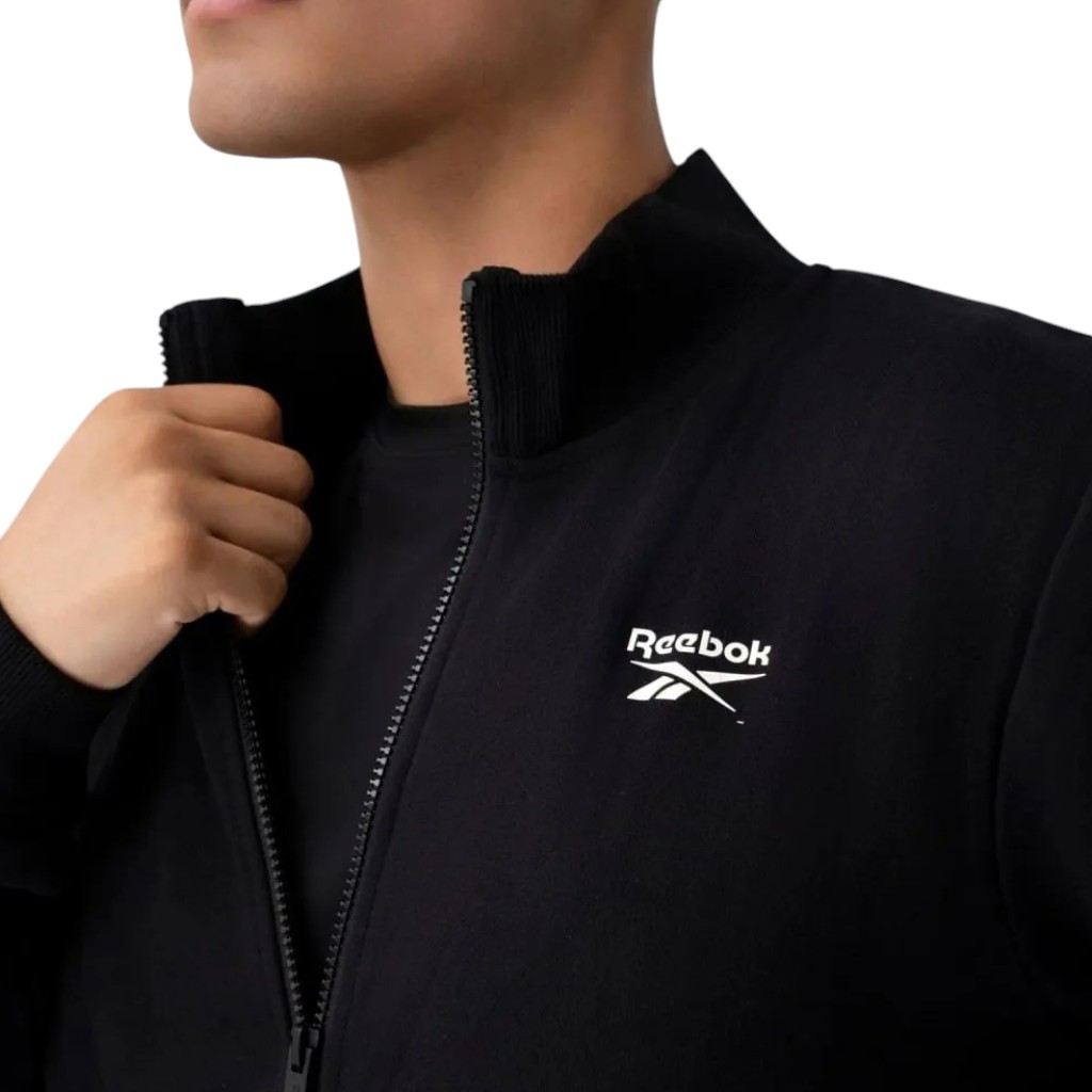 Polerón Reebok Deportivo Hombre Negro Cierre Completo