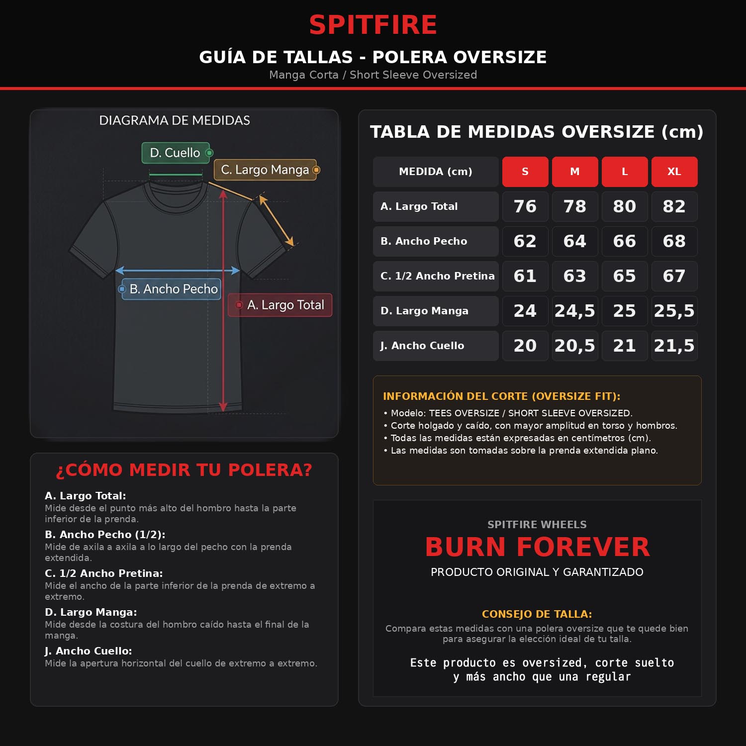 Polera Hombre Oversized Spitfire 1987 Grip State Gris