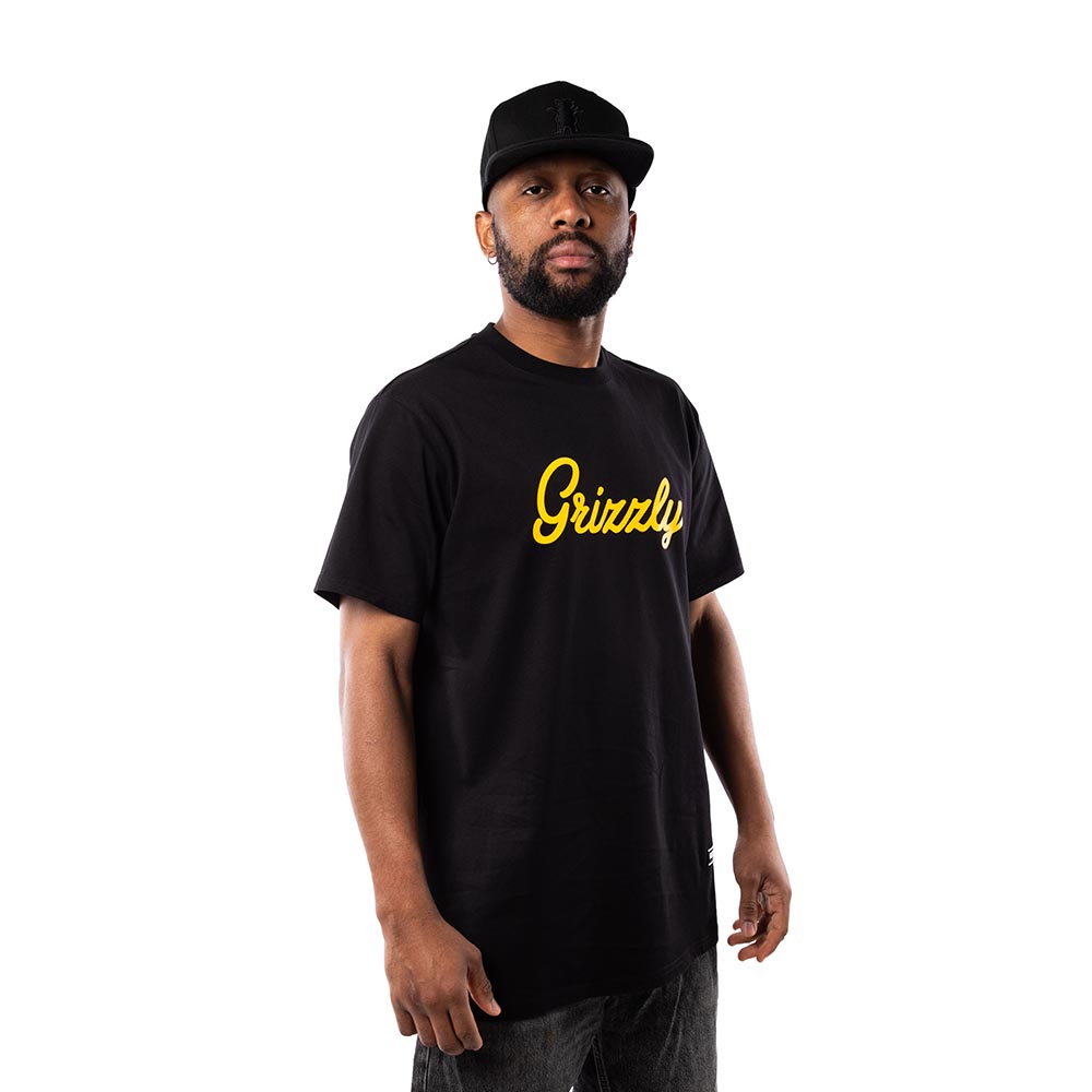 Polera Hombre Grizzly Griptape Print Script Negro
