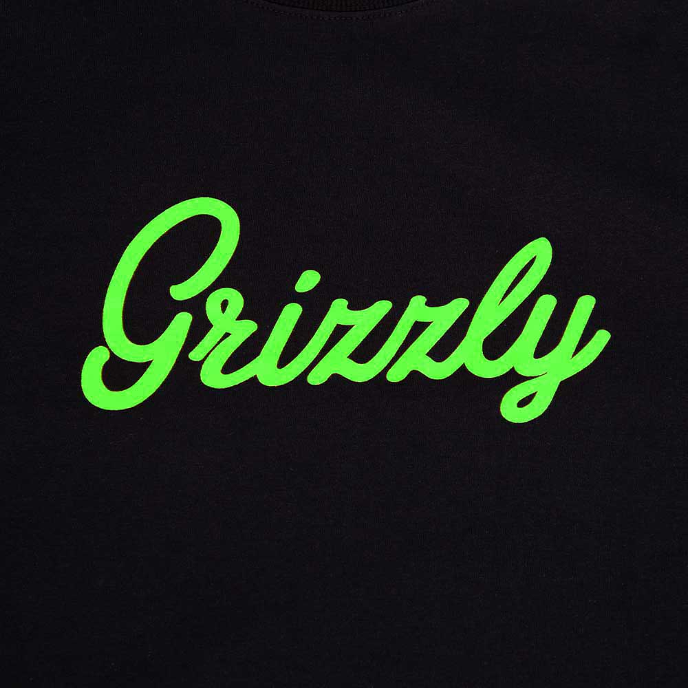 Polera Hombre Grizzly Griptape Print Script Negro Neon
