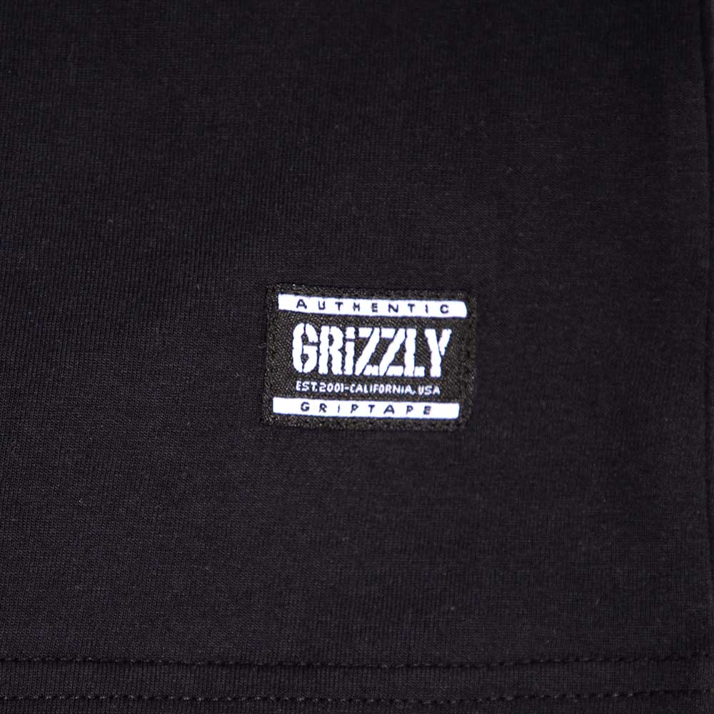Polera Hombre Grizzly Griptape Print Script Negro Neon