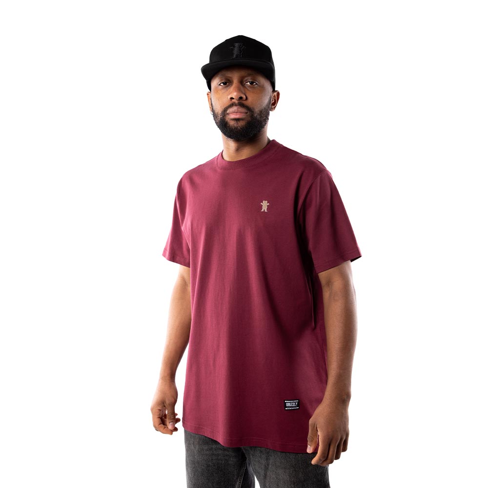 Polera Hombre Grizzly Griptape Embroidered OG Bear Burgundy