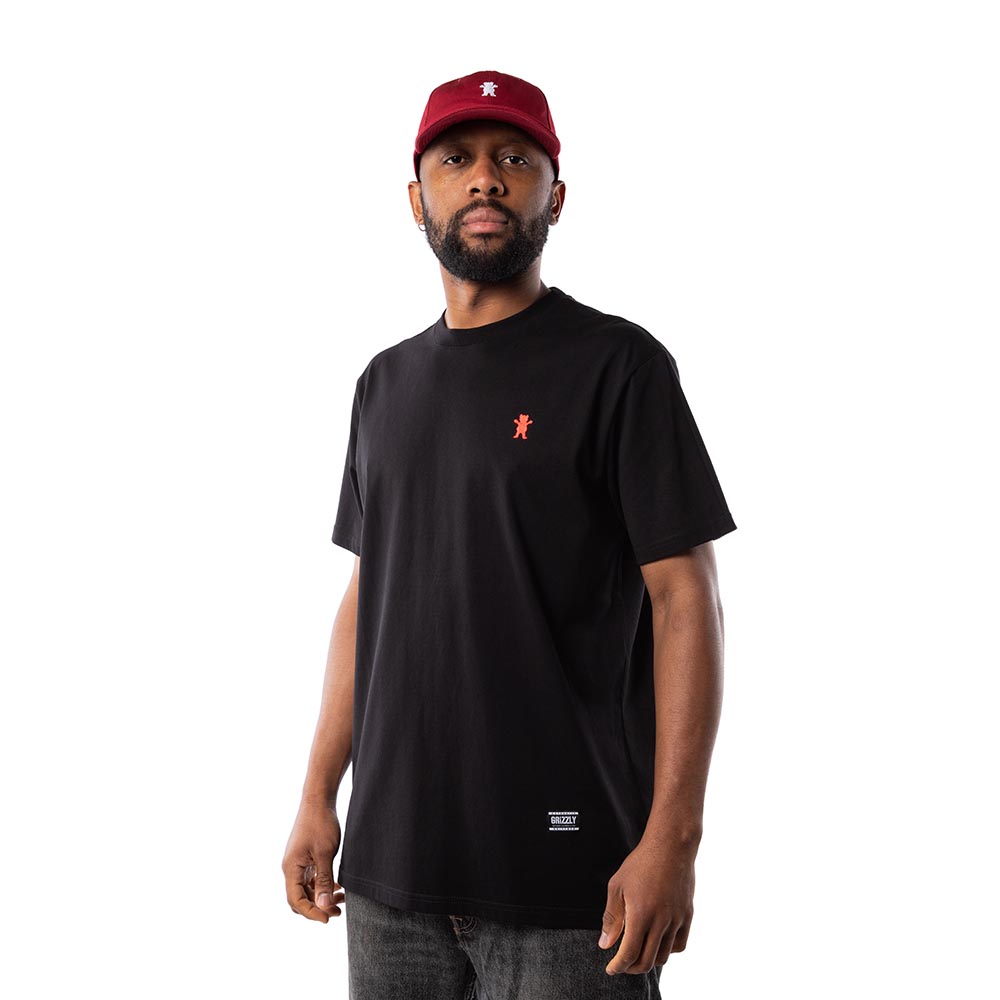 Polera Hombre Grizzly Griptape Embroidered OG Bear Negro Rojo