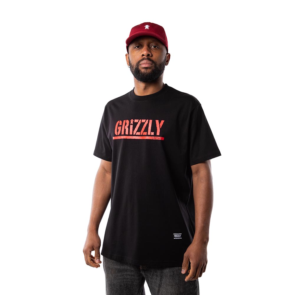 Polera Hombre Grizzly Griptape Print Script Logo Off Black