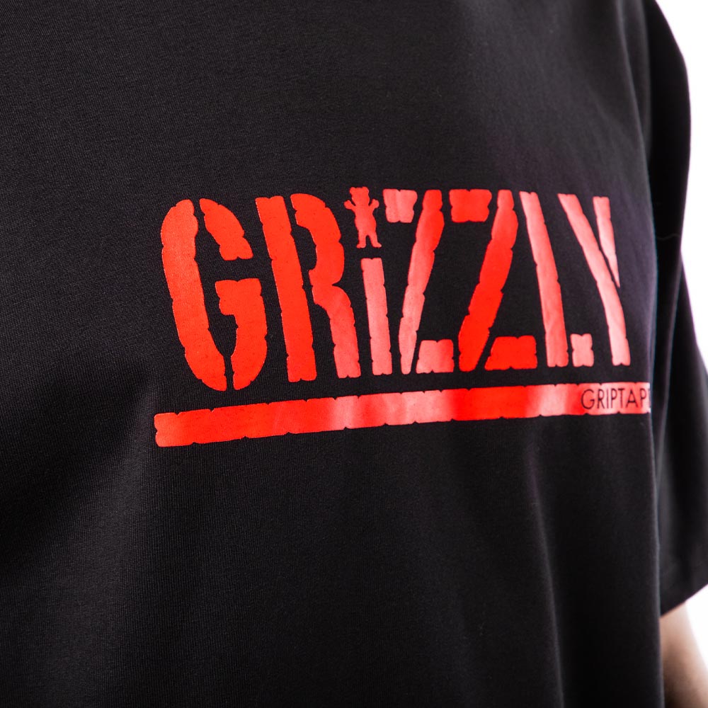 Polera Hombre Grizzly Griptape Print Script Logo Off Black