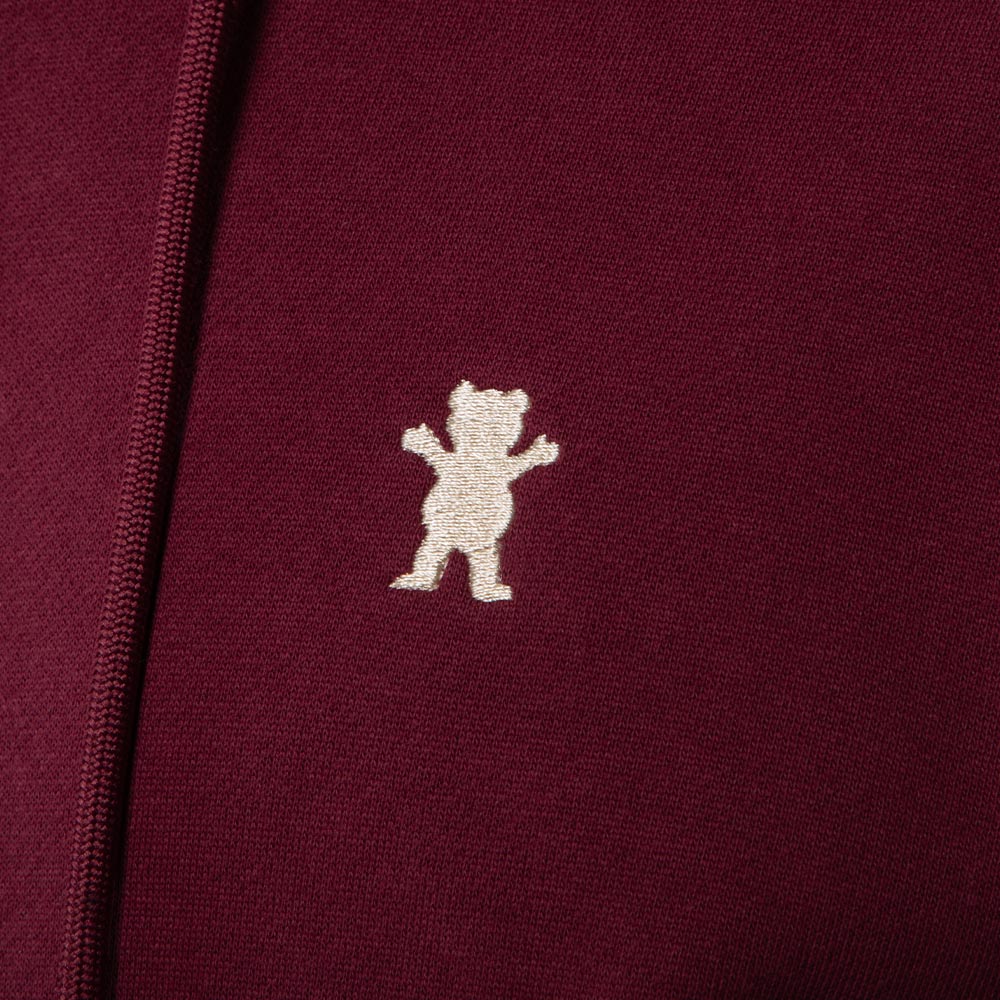 Polerón Full Zip Hombre Grizzly Griptape Embroidered OG Bear Burgundy
