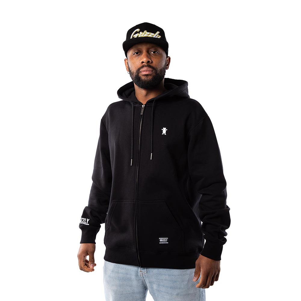 Polerón Full Zip Hombre Grizzly Griptape Embroidered OG Bear Negro