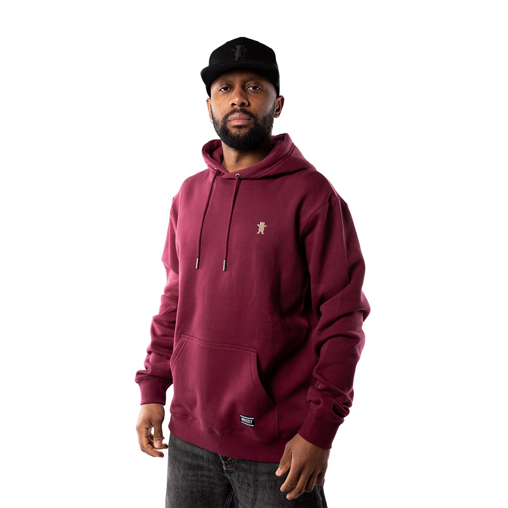 Polerón Hoodie Hombre Grizzly Griptape OG Bear Burgundy
